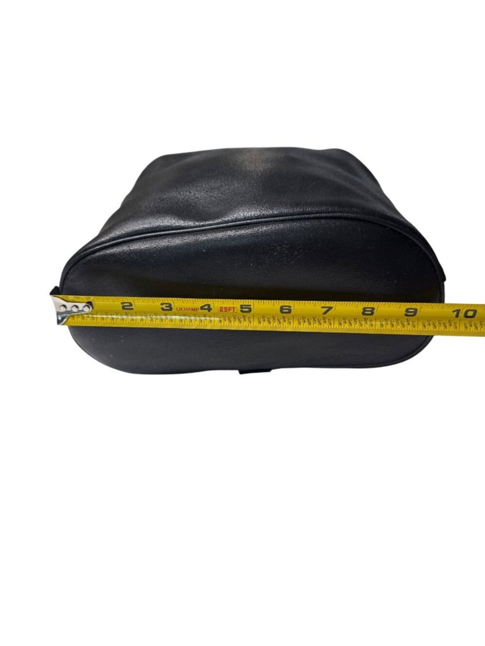 Vintage Longchamp Black Leather Drawstring Bucket Bag With Brass Accents - Picture 10 of 14
